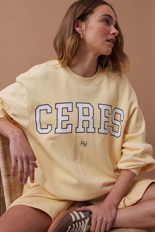 Ceres Isla Oversized Slouchy Crew - Yellow