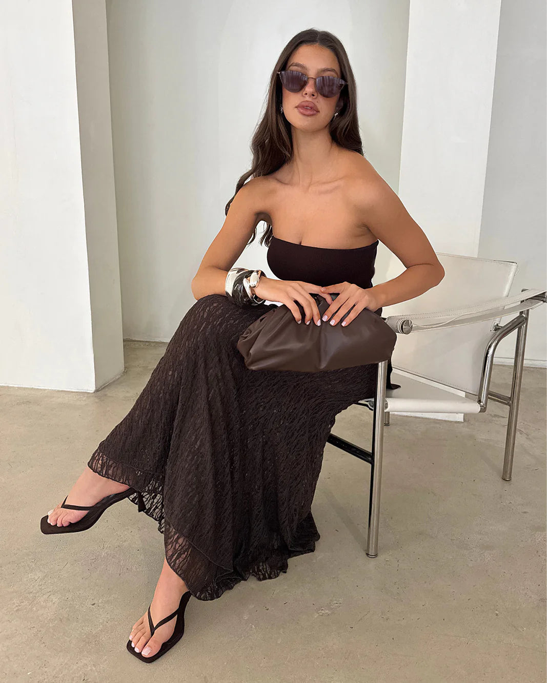 BILLINI Kyla Clutch Bag Crinkle - Chocolate