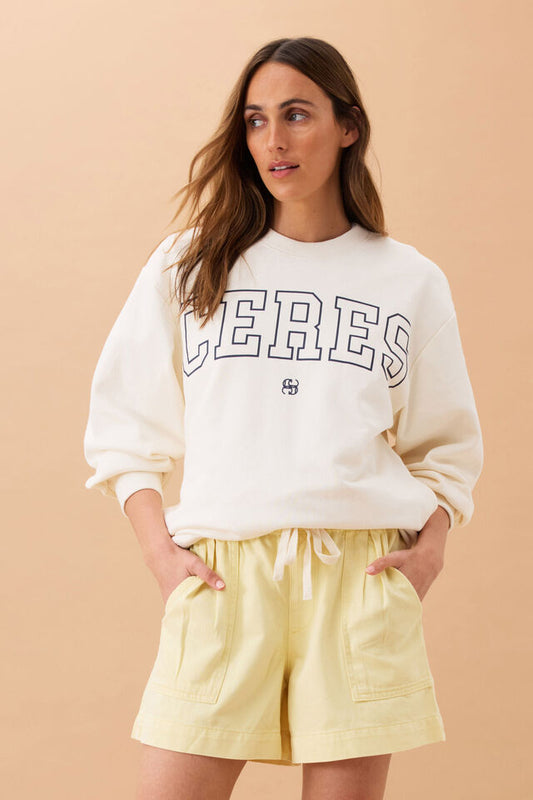 CERES Isla Oversized Slouchy Crew - Winter White