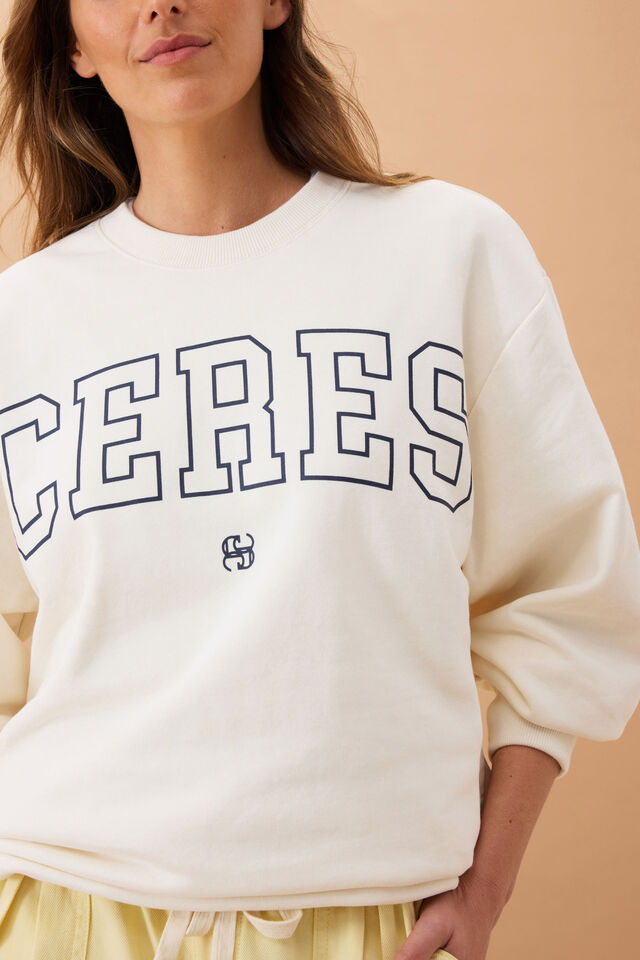 CERES Isla Oversized Slouchy Crew - Winter White