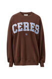 CERES LIFE Isla Oversized Slouchy Crew - brunette brown buff sky blue