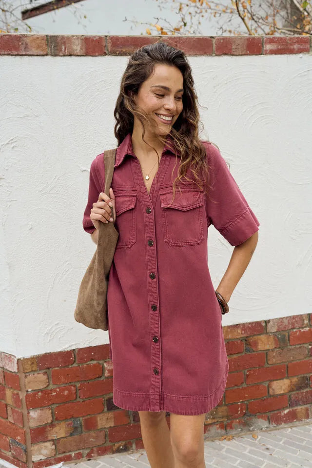 CERES - Bonnie Relaxed Shirt Dress/mulberry