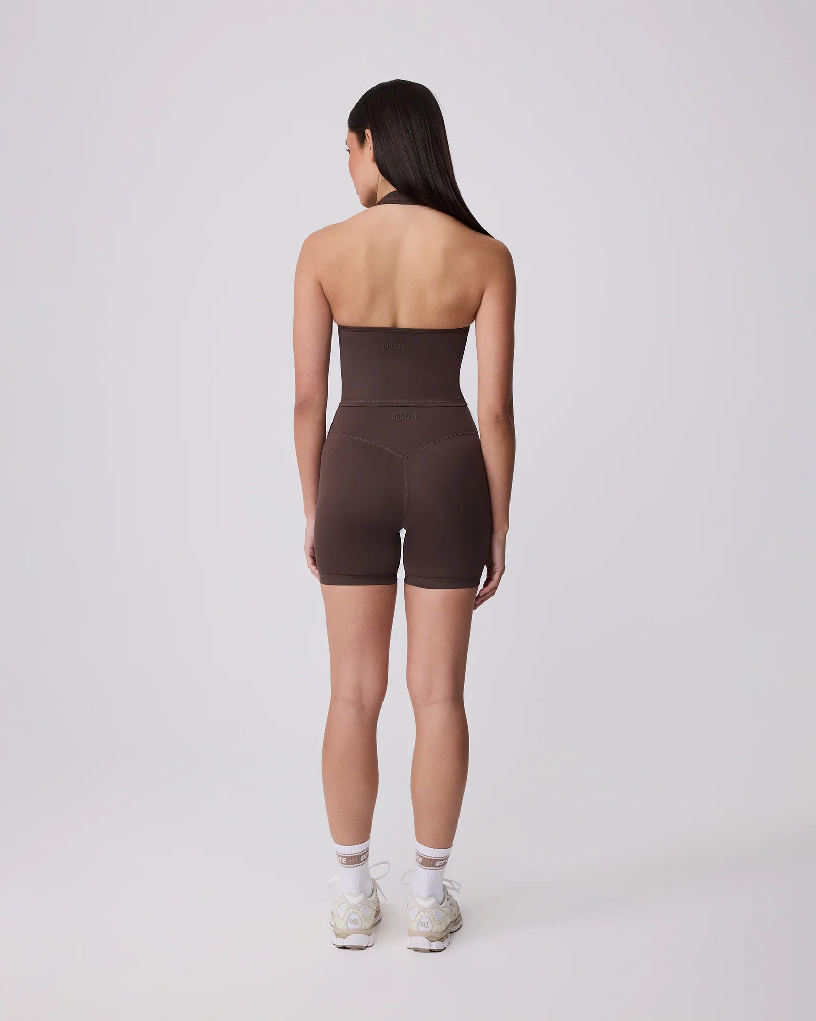 UPSTATE SPORT Contour+ Halter Neck Tank - Ground Coffee