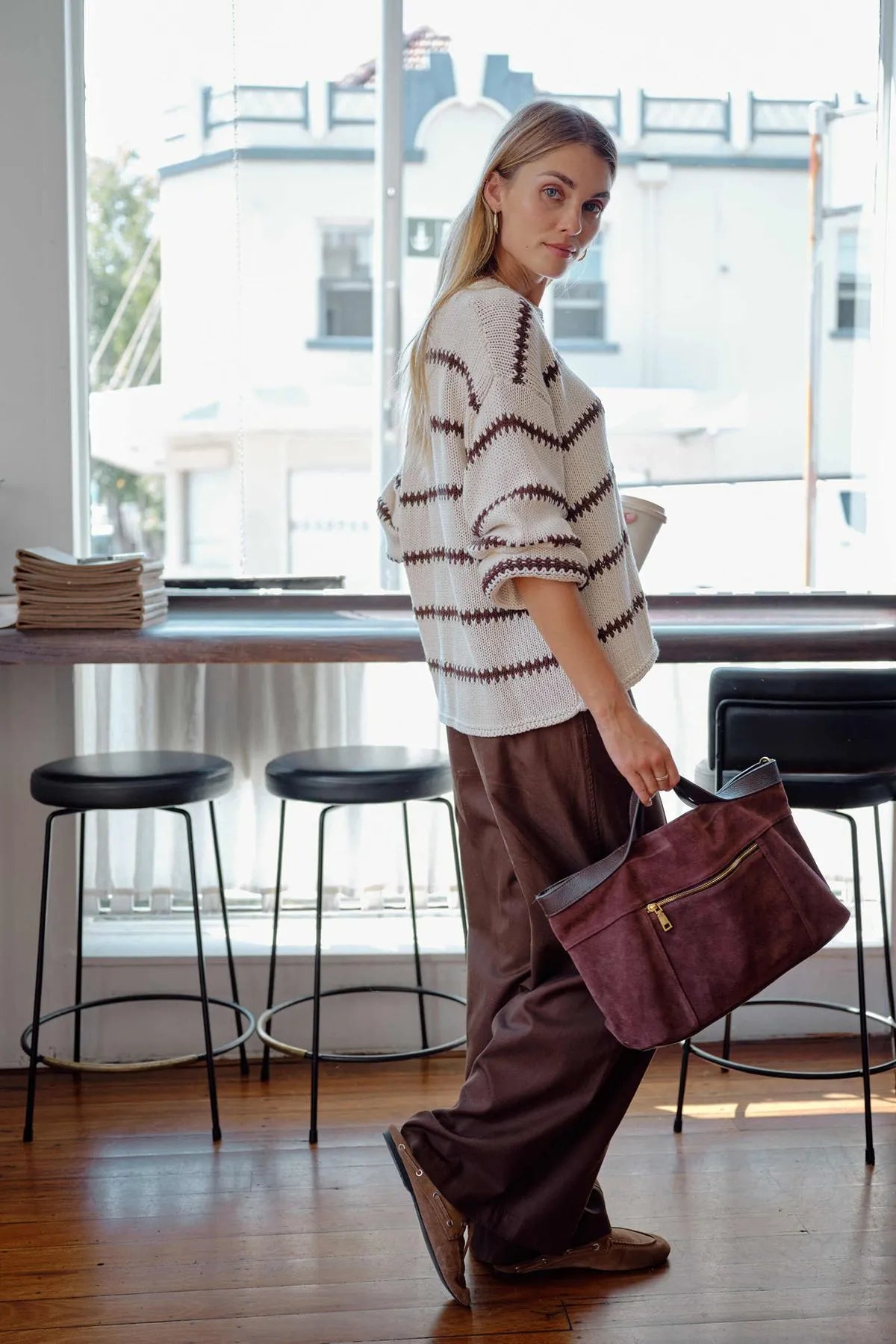 CERES - LILA OVERSIZED KNIT CREW/ECRU STRIPE