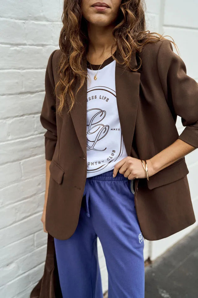 CERES - Stevie slouchy tee/white/choc sports logo