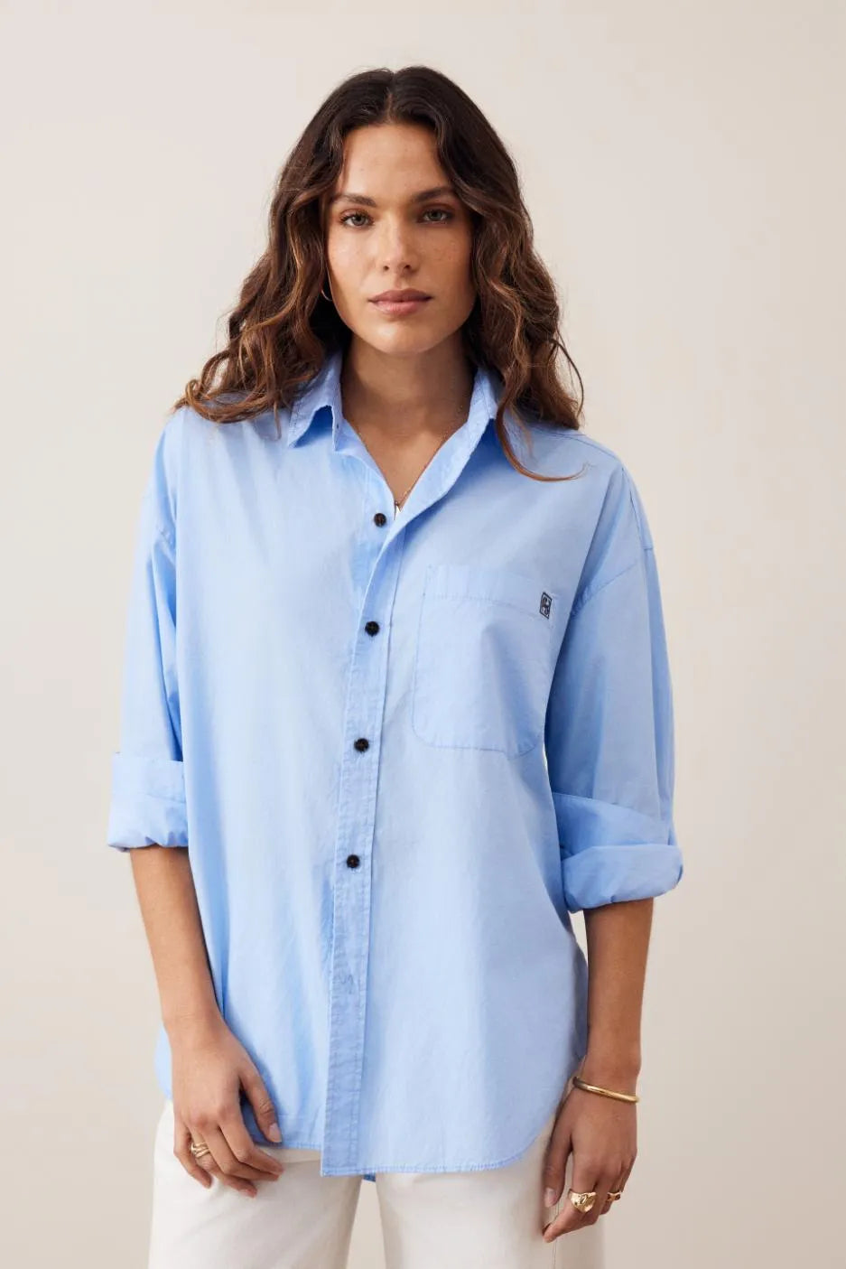 CERES - Peta Oversized Shirt/Sky Blue
