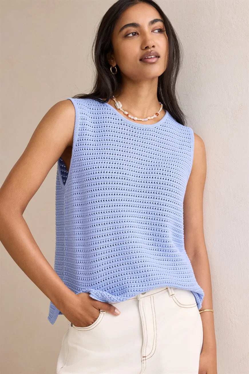 CERES - MARGOT MESH KNIT TANK/SKY BLUE