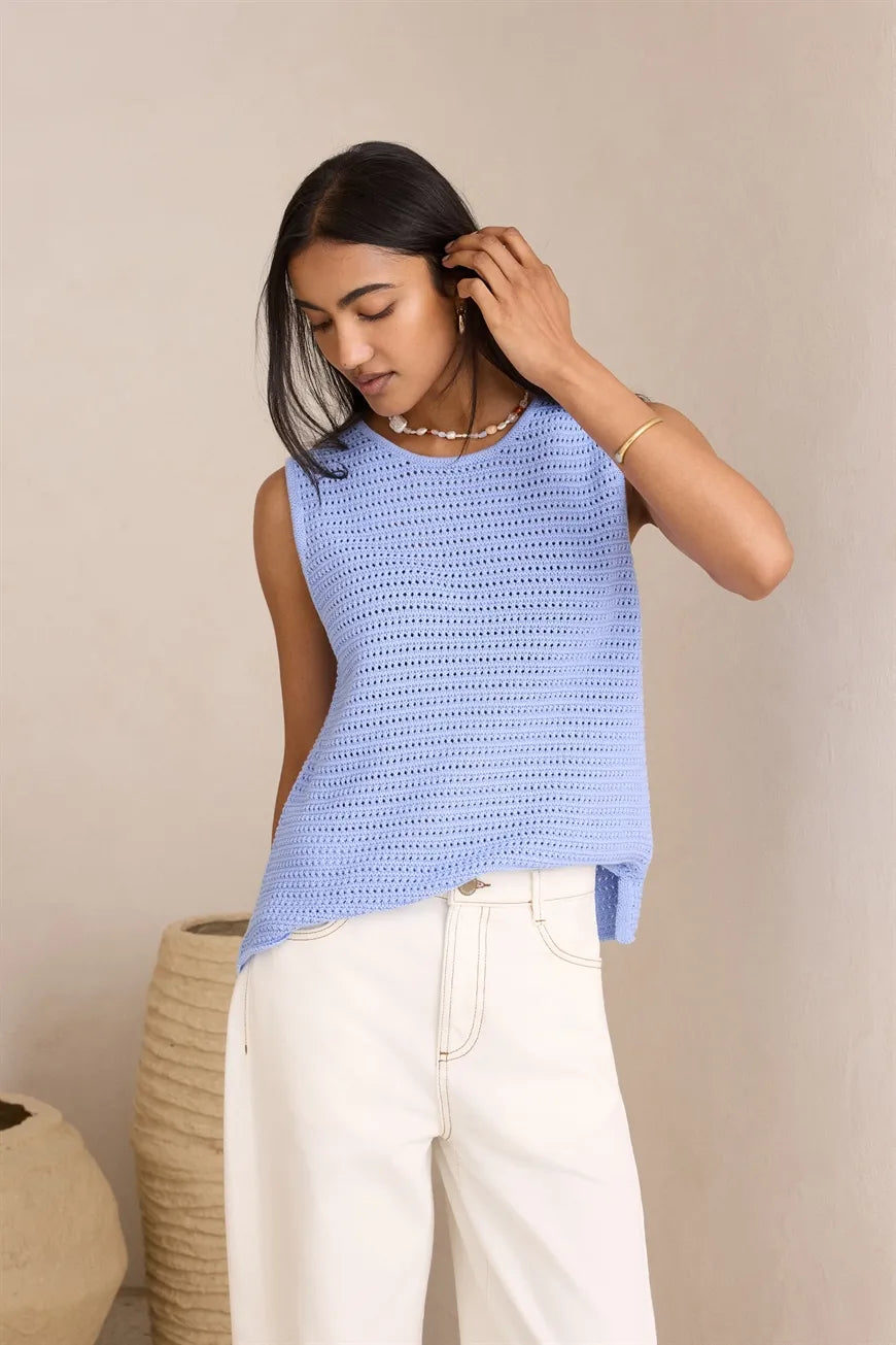CERES - MARGOT MESH KNIT TANK/SKY BLUE
