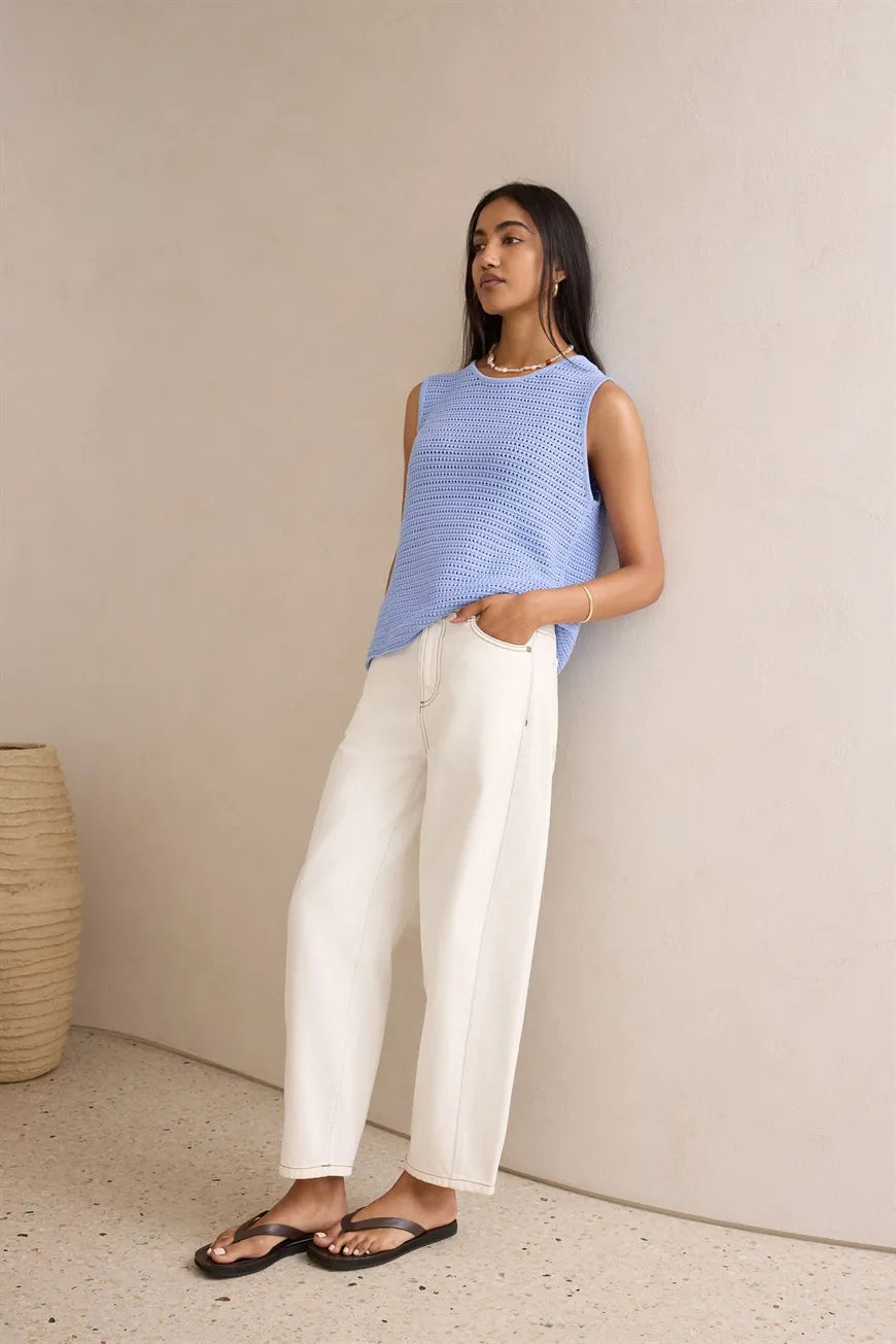 CERES - MARGOT MESH KNIT TANK/SKY BLUE
