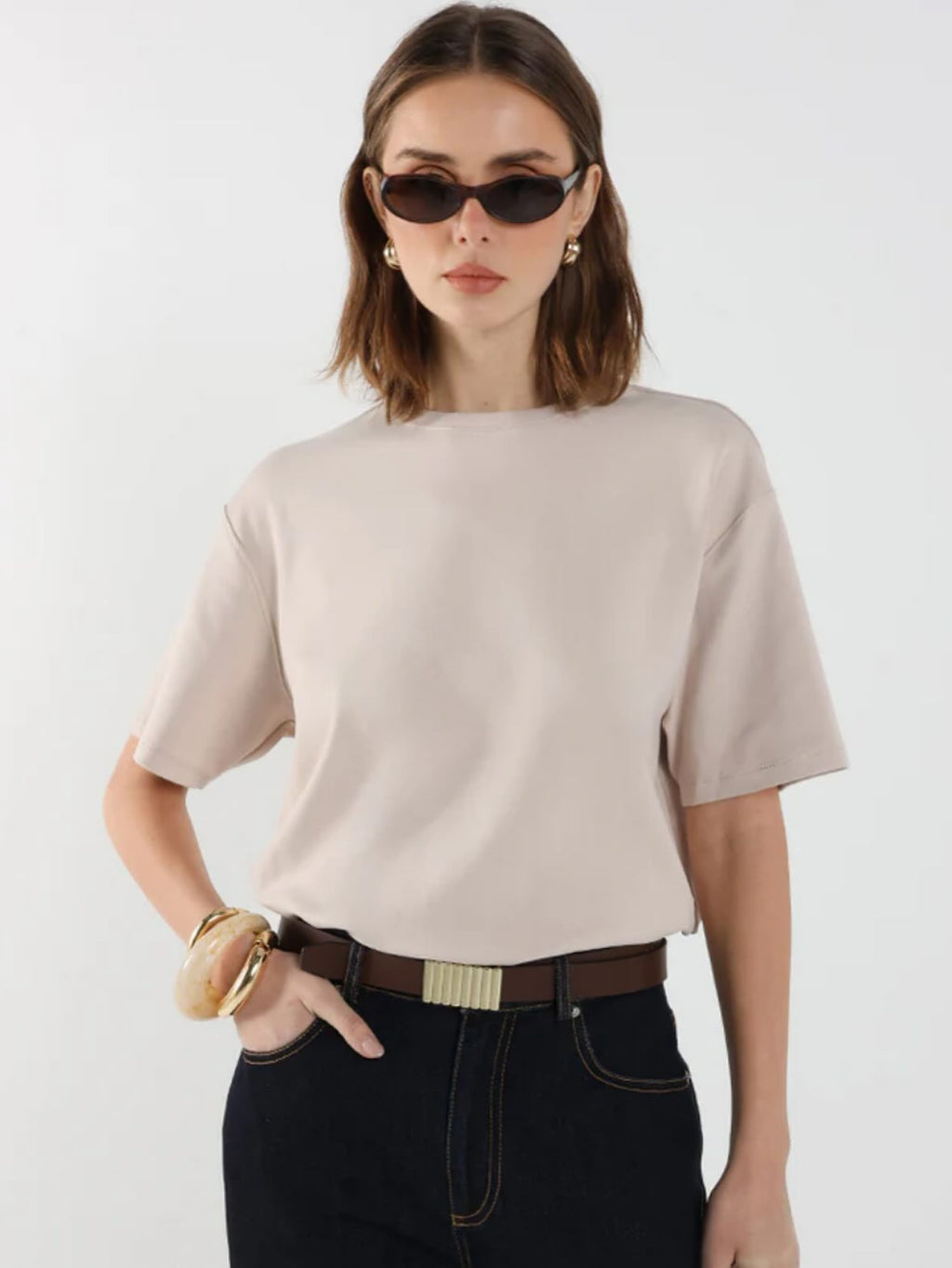 MADISION THE LABEL Boyfriend T-shirt - Oat