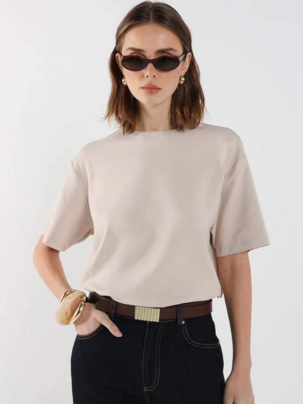MADISION THE LABEL Boyfriend T-shirt - Oat