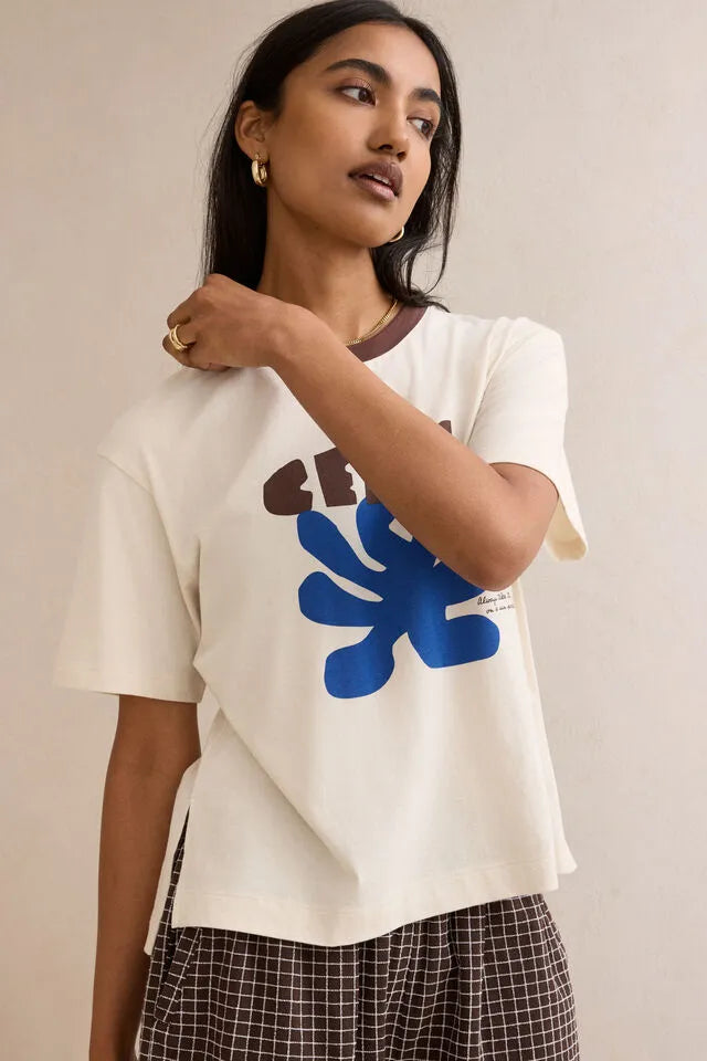 CERES - STEVIE SLOUCHY TEE/BUFF/CERES SUNNY AFTERNOON