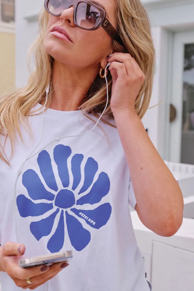CERES - STEVIE SLOUCHY TEE/WHITE/CERES FLORA