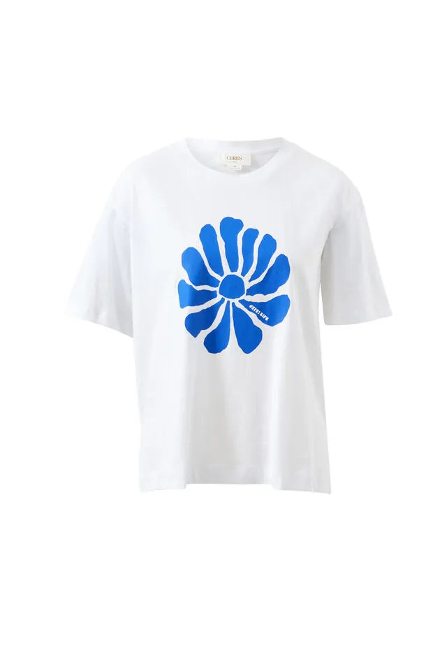 CERES - STEVIE SLOUCHY TEE/WHITE/CERES FLORA