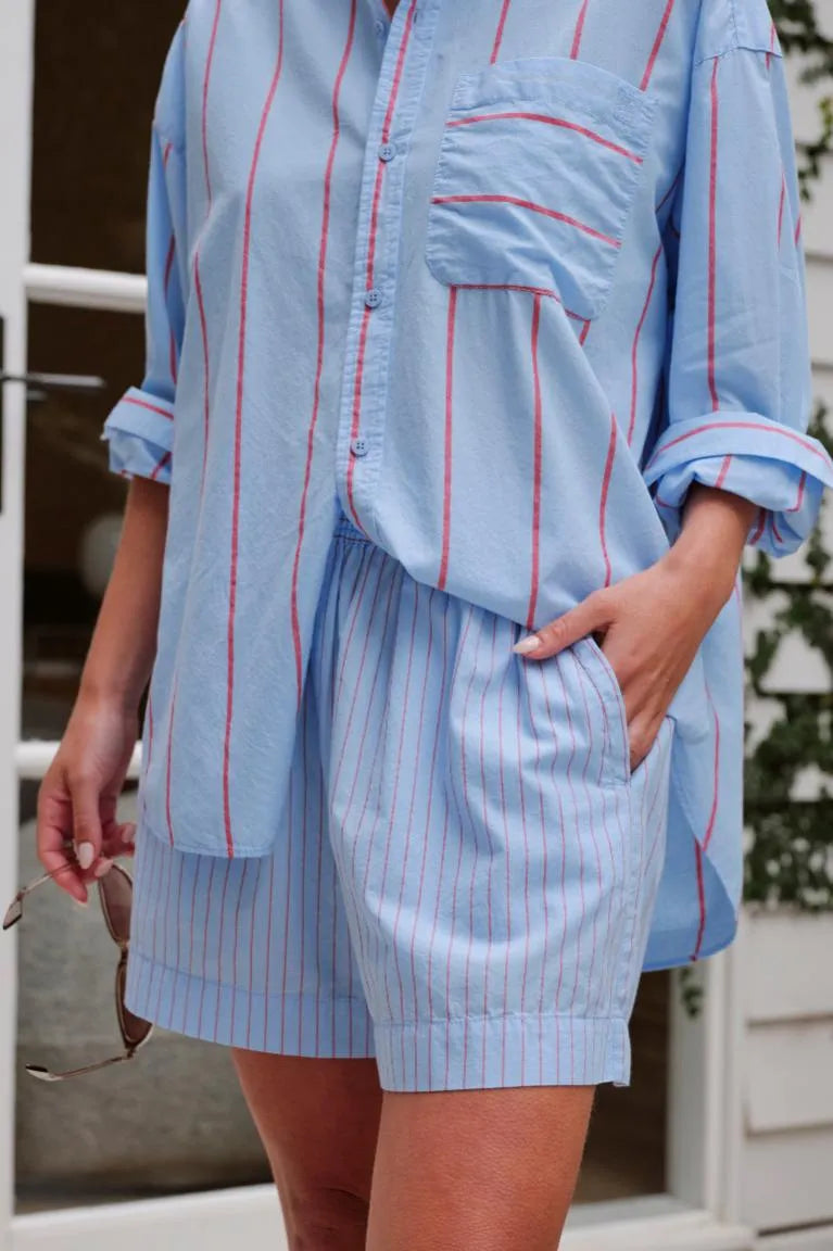 CERES - MILA SHORT/FRESH BLUE/RED MINI STRIPE