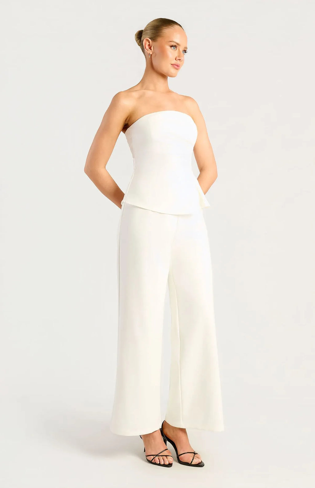 NOVA Lace Up Back Detail Strapless Top And Pants Set