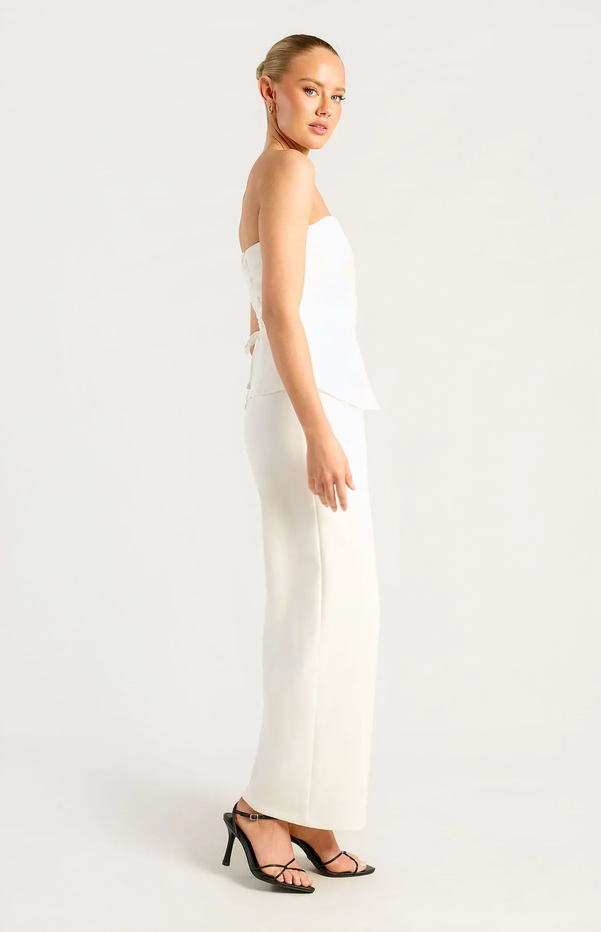 NOVA Lace Up Back Detail Strapless Top And Pants Set