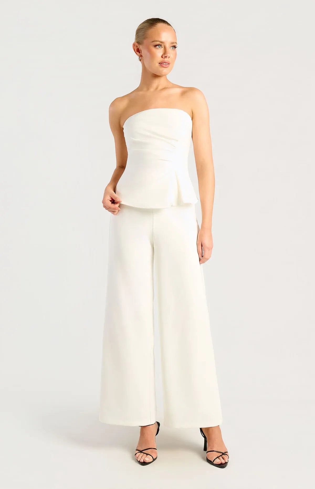 NOVA Lace Up Back Detail Strapless Top And Pants Set