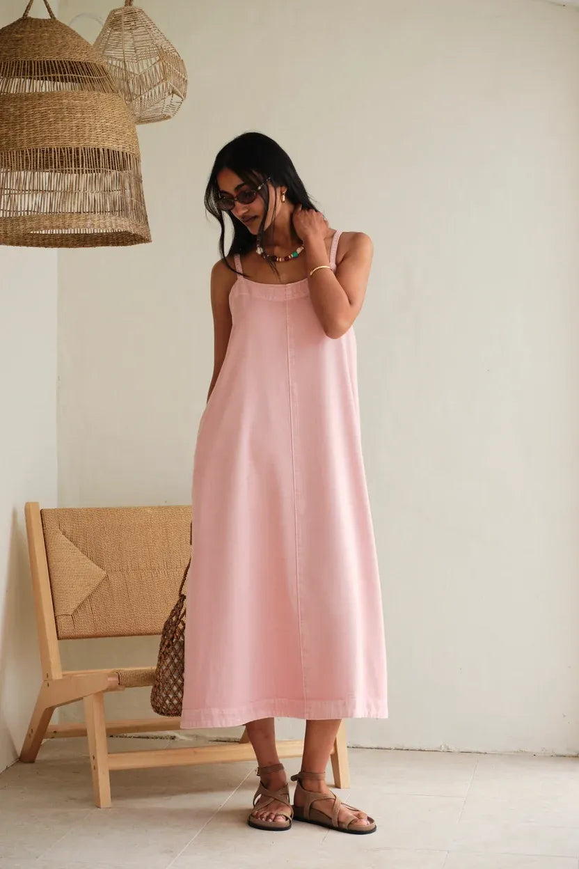 CERES - REMY STRAPPY MIDI DRESS/BLOSSOM PINK