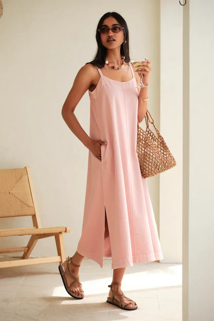 CERES - REMY STRAPPY MIDI DRESS/BLOSSOM PINK