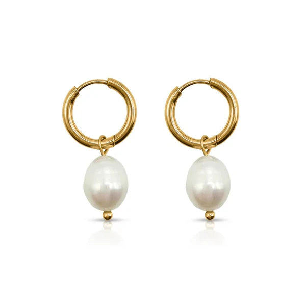 EVER - After Dark Pearl Hoop Earrings
