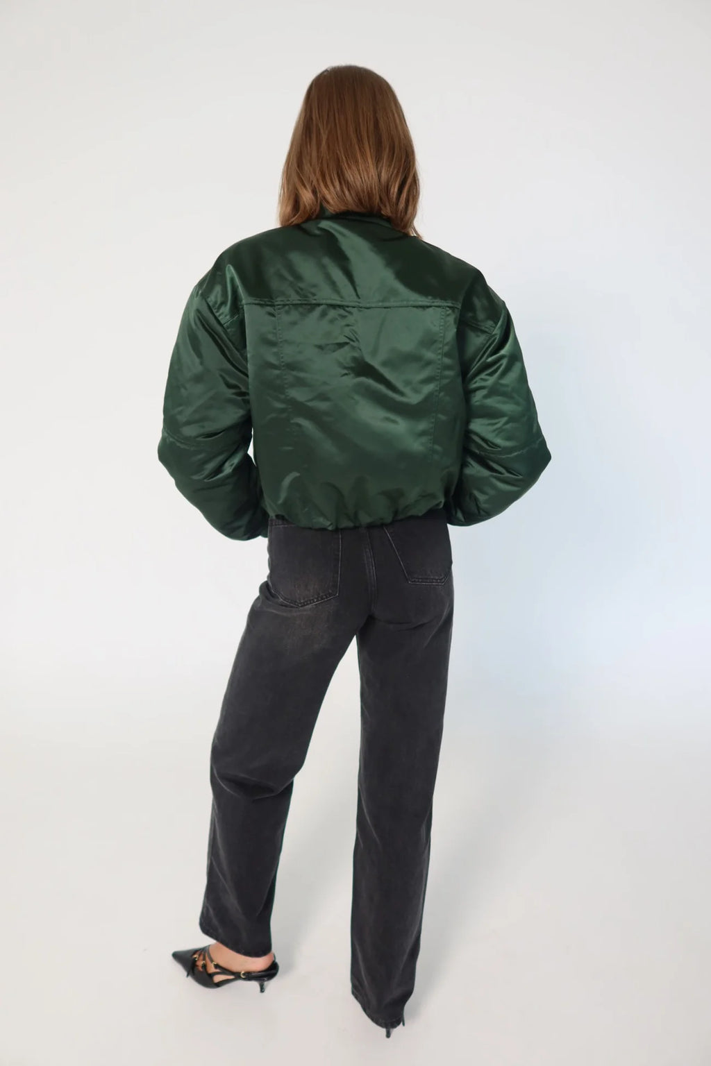 RAEF Eva Cropped Bomber - Dark Kelp