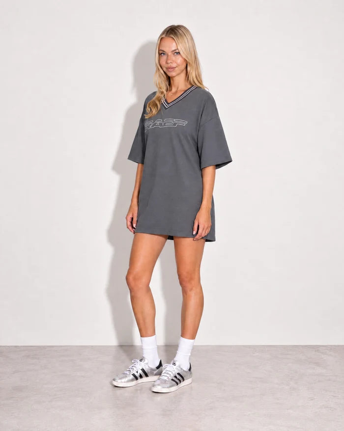 RAEF - Alix V Neck Tee Dress - Dark Grey