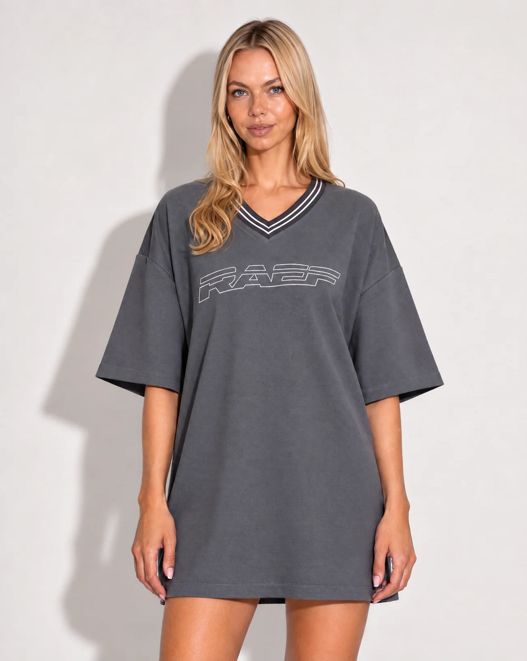 RAEF - Alix V Neck Tee Dress - Dark Grey