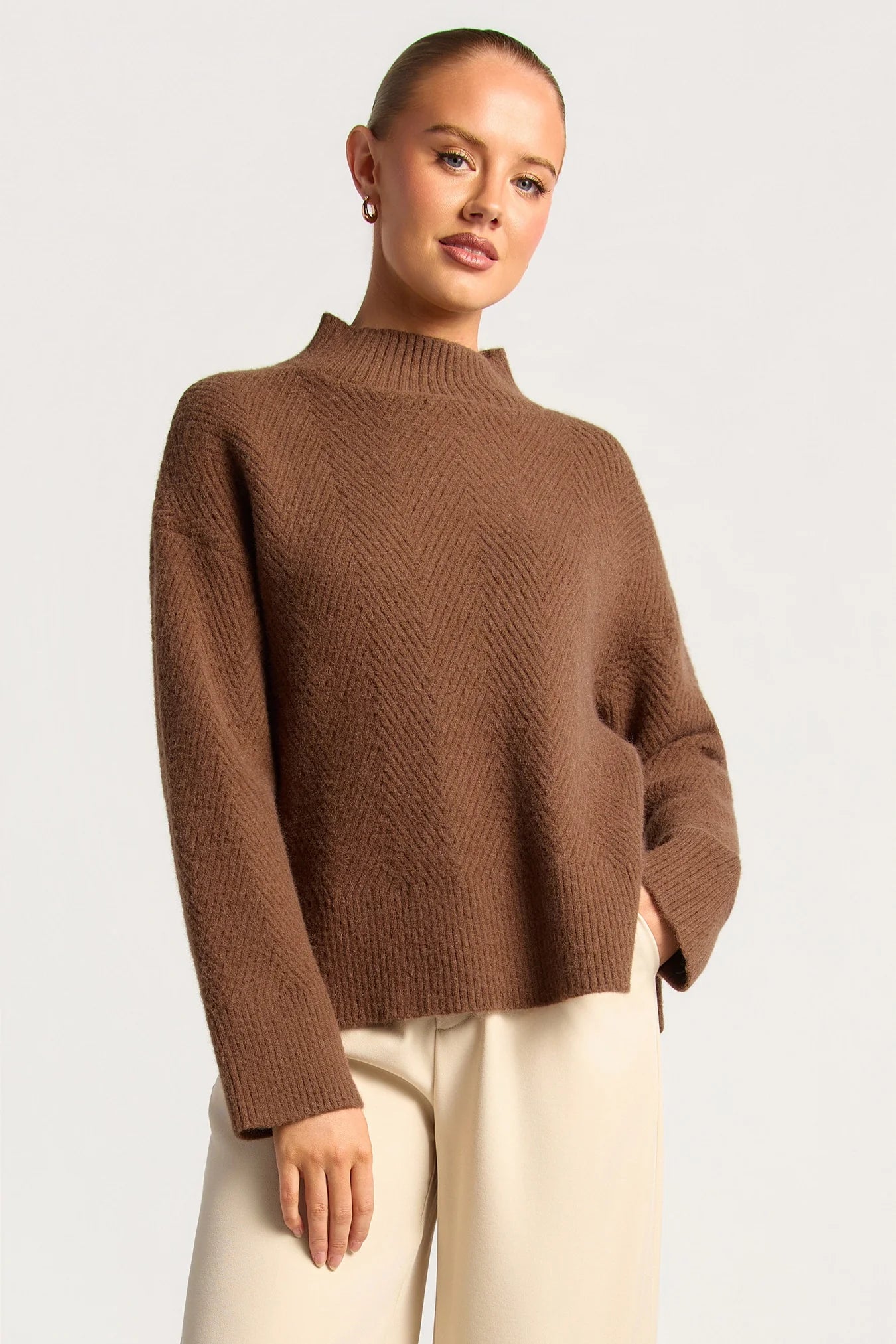STYLE STATE -  Relaxed Knit Jumper With Side Gold buttons