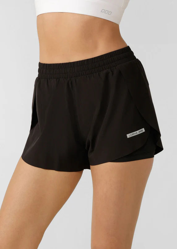 LORNA JANE Lightspeed Phone Pocket Run Short - Black