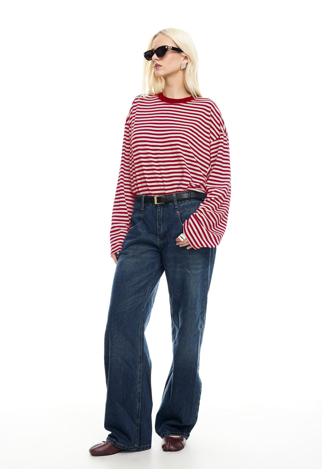 LIONESS Bloom Long Sleeve - Wine Stripe