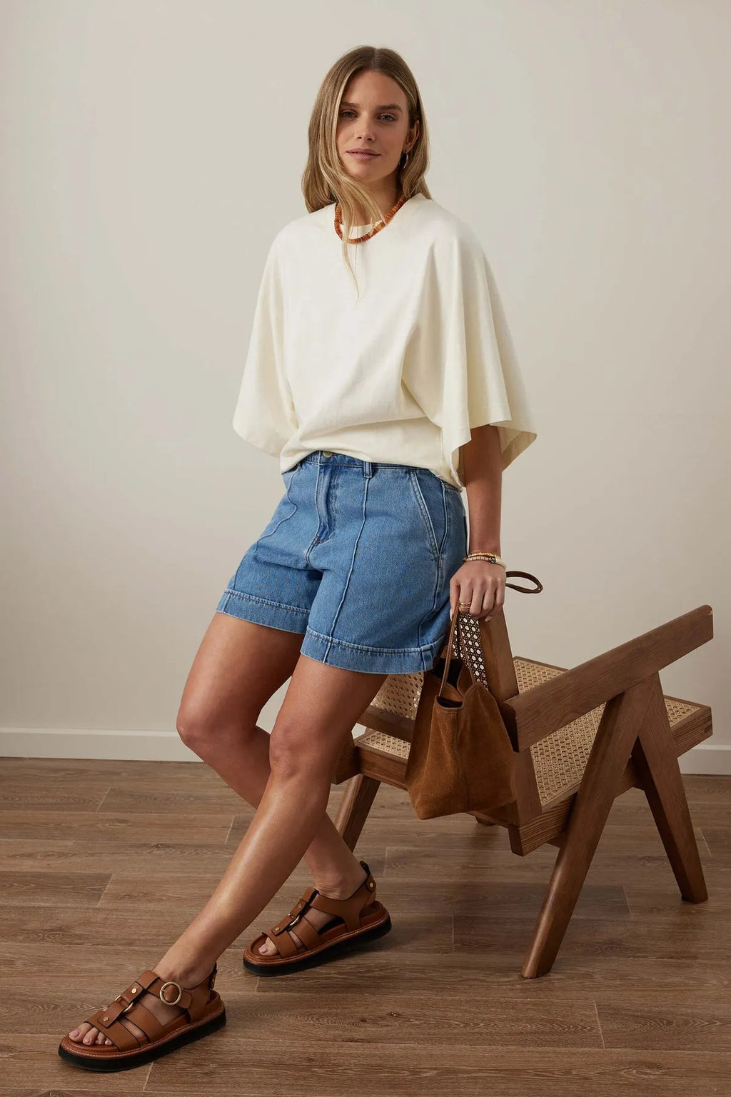 CERES - LUCY RELAXED SLEEVE TEE/MILK