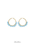 RHODIN - Crystal Hoop Earrings in Light Ocean Turquoise Blue