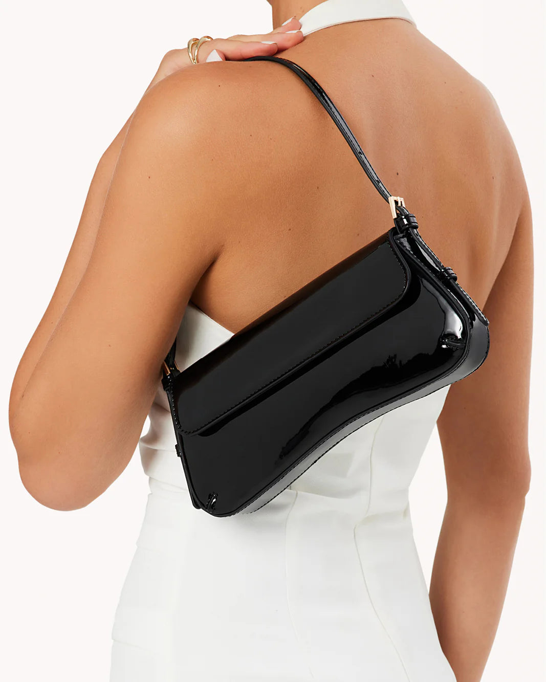 BILLINI Sabella Shoulder Bag - Black Patent