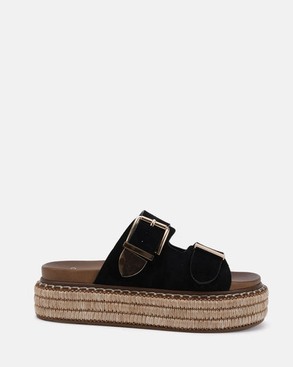 NOVO Sazkia Black Suede Sandal
