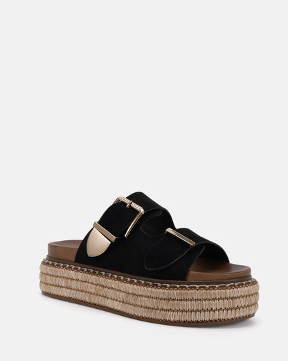 NOVO Sazkia Black Suede Sandal