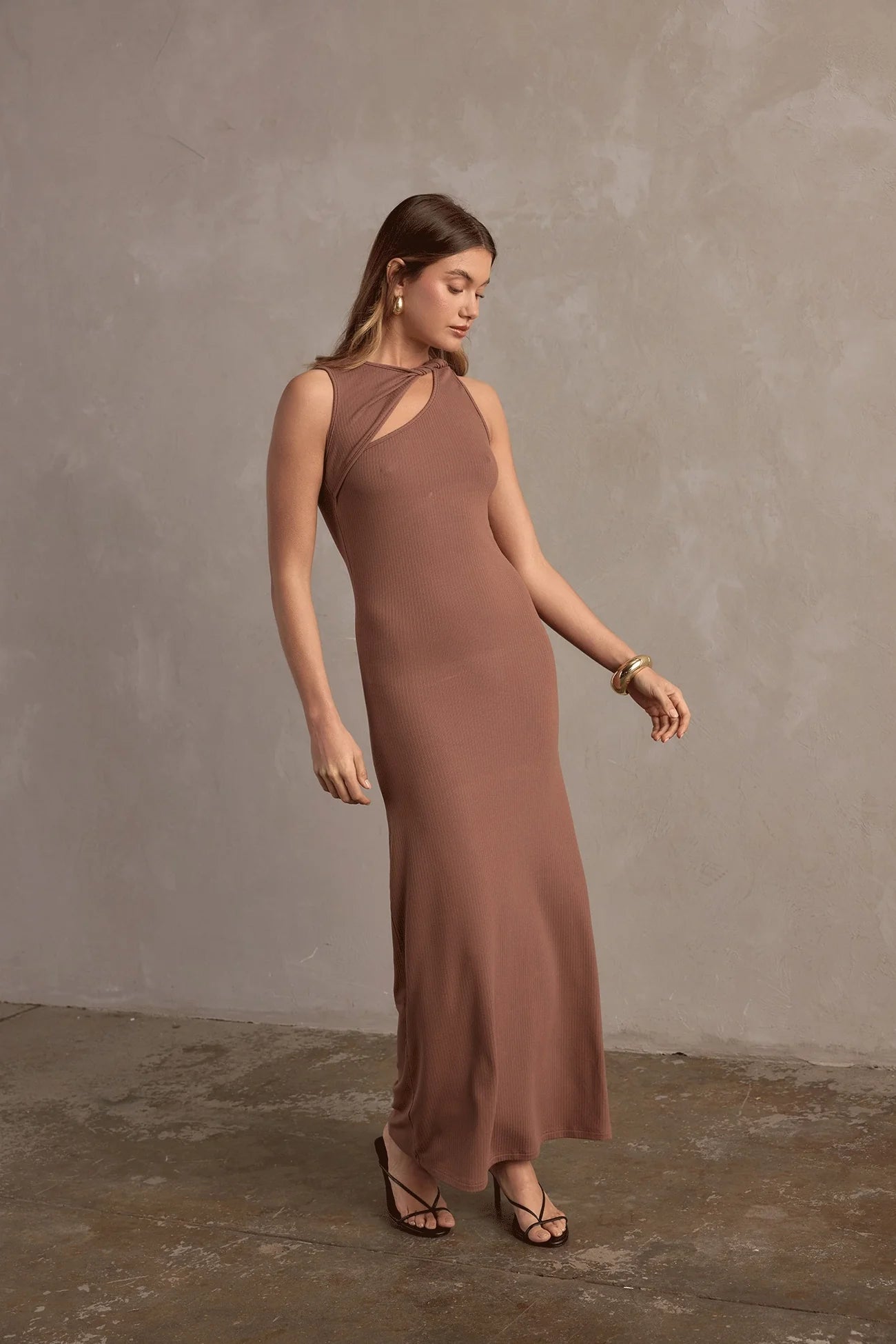 RAEF THE LABEL Willow Twist Neck Midi Dress