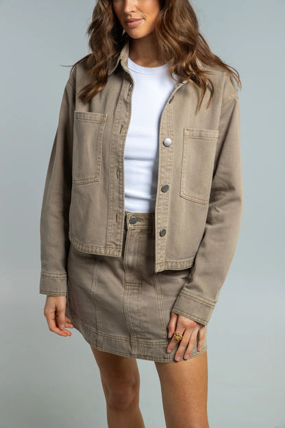 TWOFOLD Clare Denim Skirt - Olive Denim