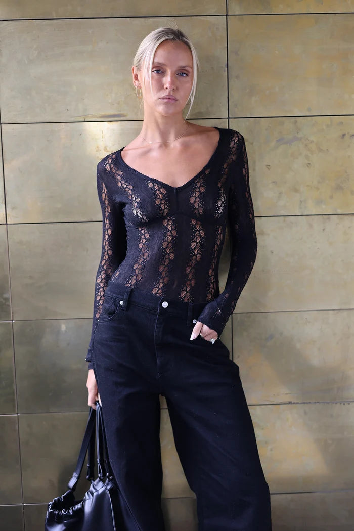 RAEF - Daphne Lace Bodysuit Black