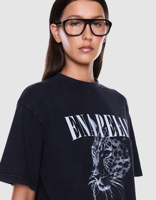 ENA PELLY - Ivy relaxed Tee - Vintage Black & EP Cheetah