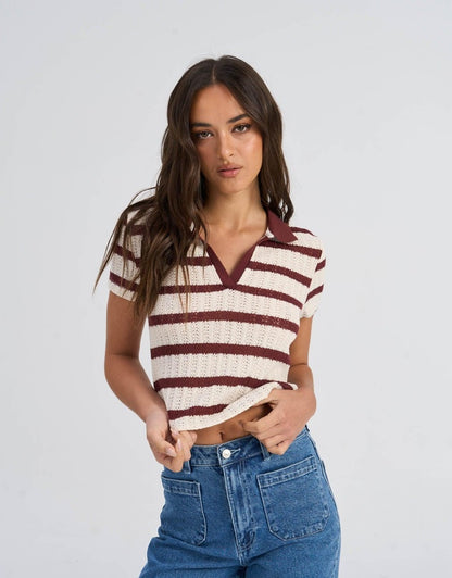 ONLY Halia Collared Knit Top in Cream