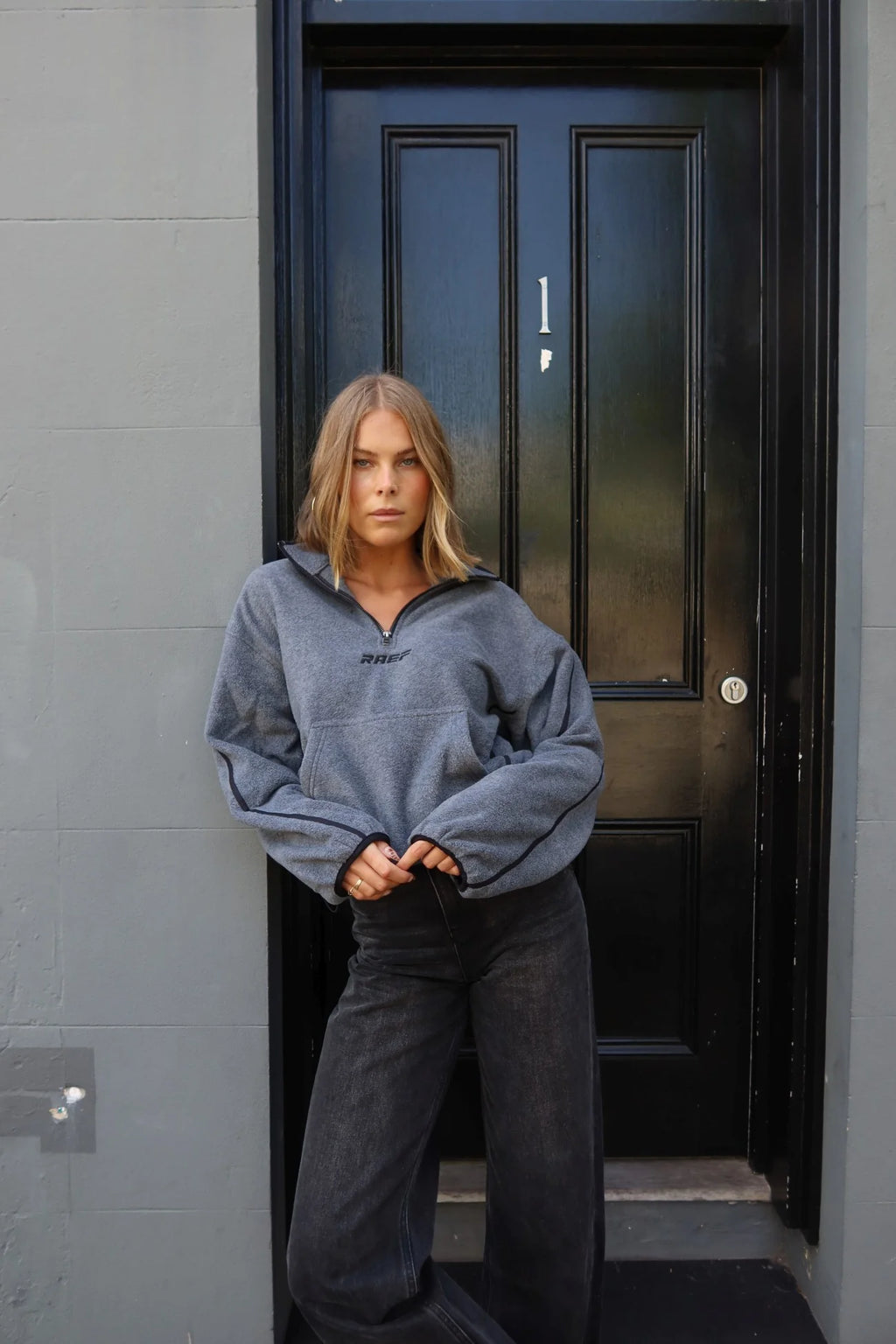 RAEF Quarter Zip Polar Fleece - Charcoal Marle
