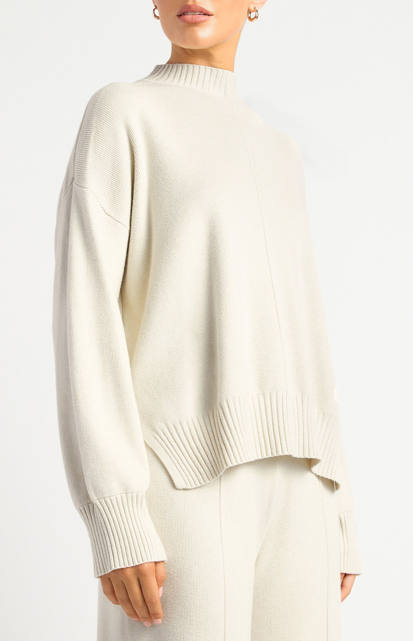 STYLE STATE - Front seam detail mock neck knit jumper