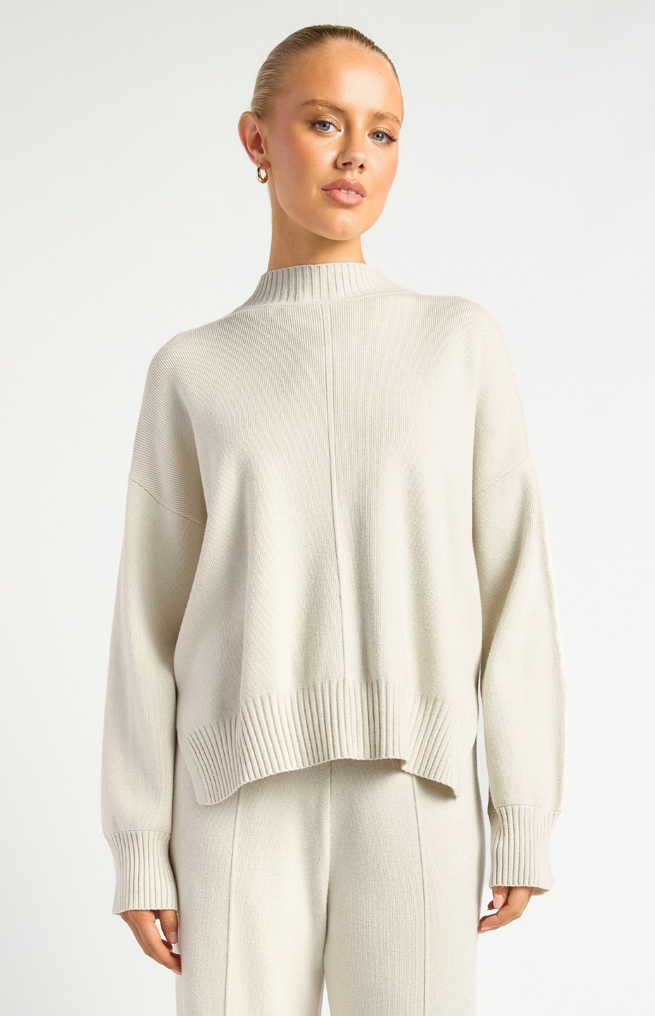 STYLE STATE - Front seam detail mock neck knit jumper