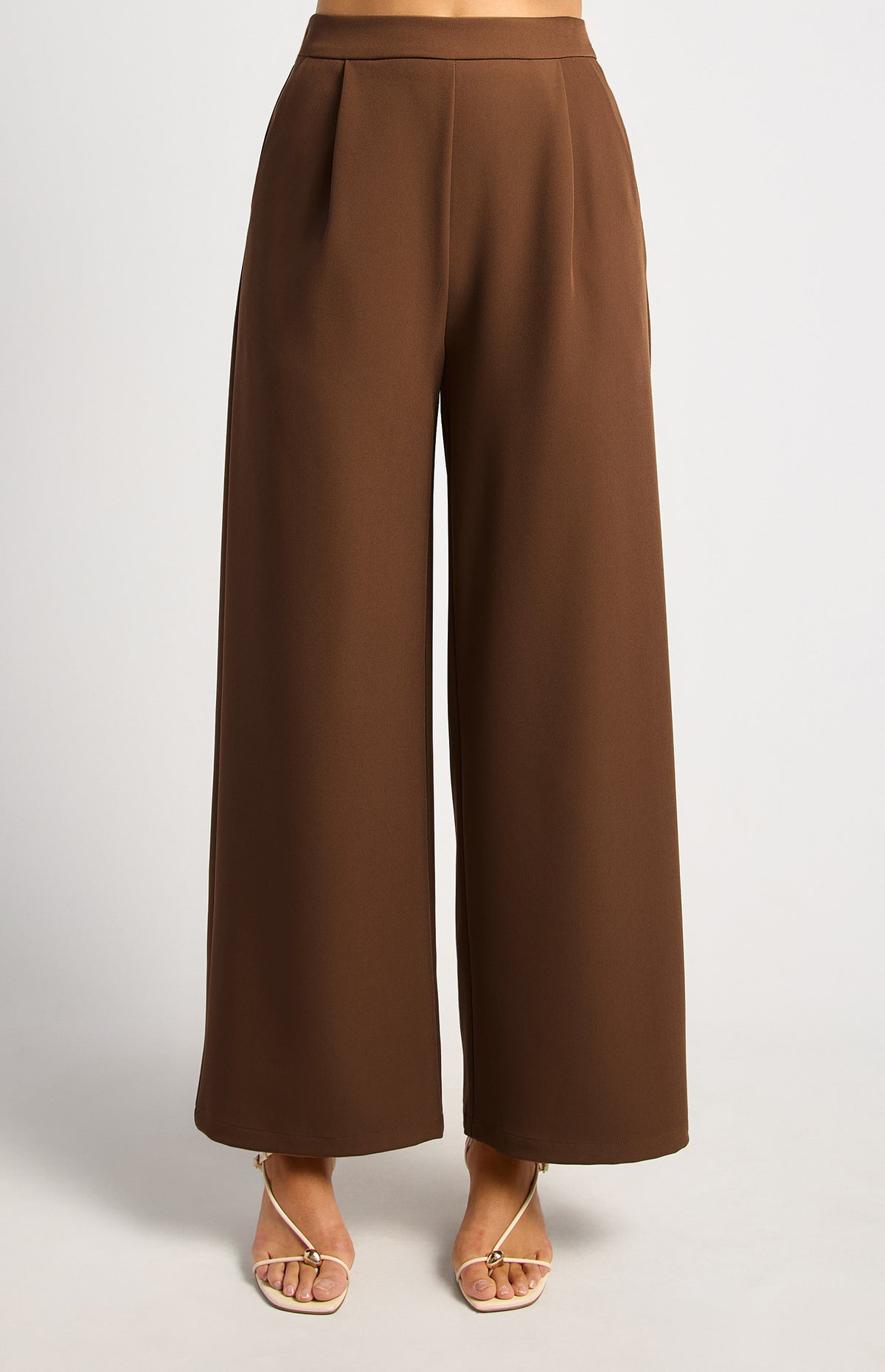 ZALI Pleated Cinch Waist Set With Gold Button Top And Pants