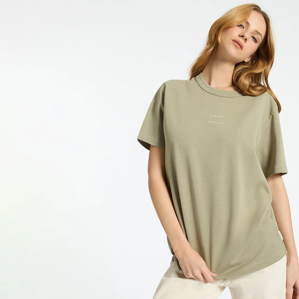 STATUS ANXIETY Feels Right Logo - Women's Tee / Washed Sage